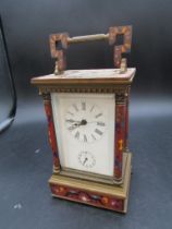 Enamel French style striking repeater carriage clock