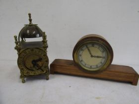 Smiths brass lantern  clock and a retro clock