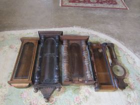 4 Regulator wall clock cases and barometer in need of restoration