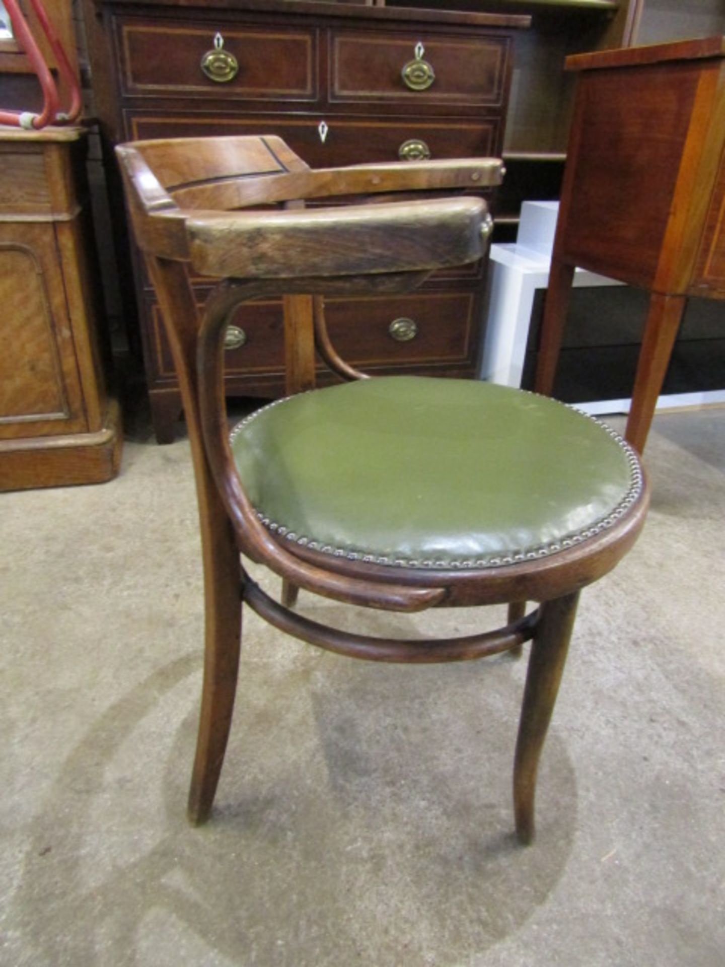 A bentwood penny seat chair with leather upholstered seat - Image 2 of 4