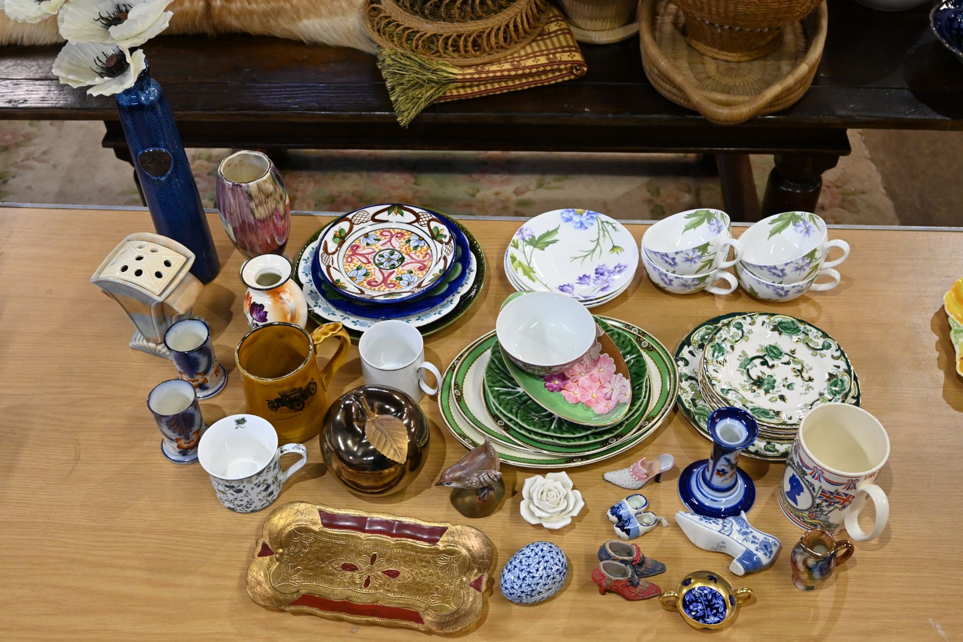 Assorted china to include plates, cups, vases etc including Royal Staffordshire, Masons,