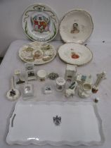 1837 Queen Victoria jubilee plate, various commemorative ware and crest wares 1837 plate has no