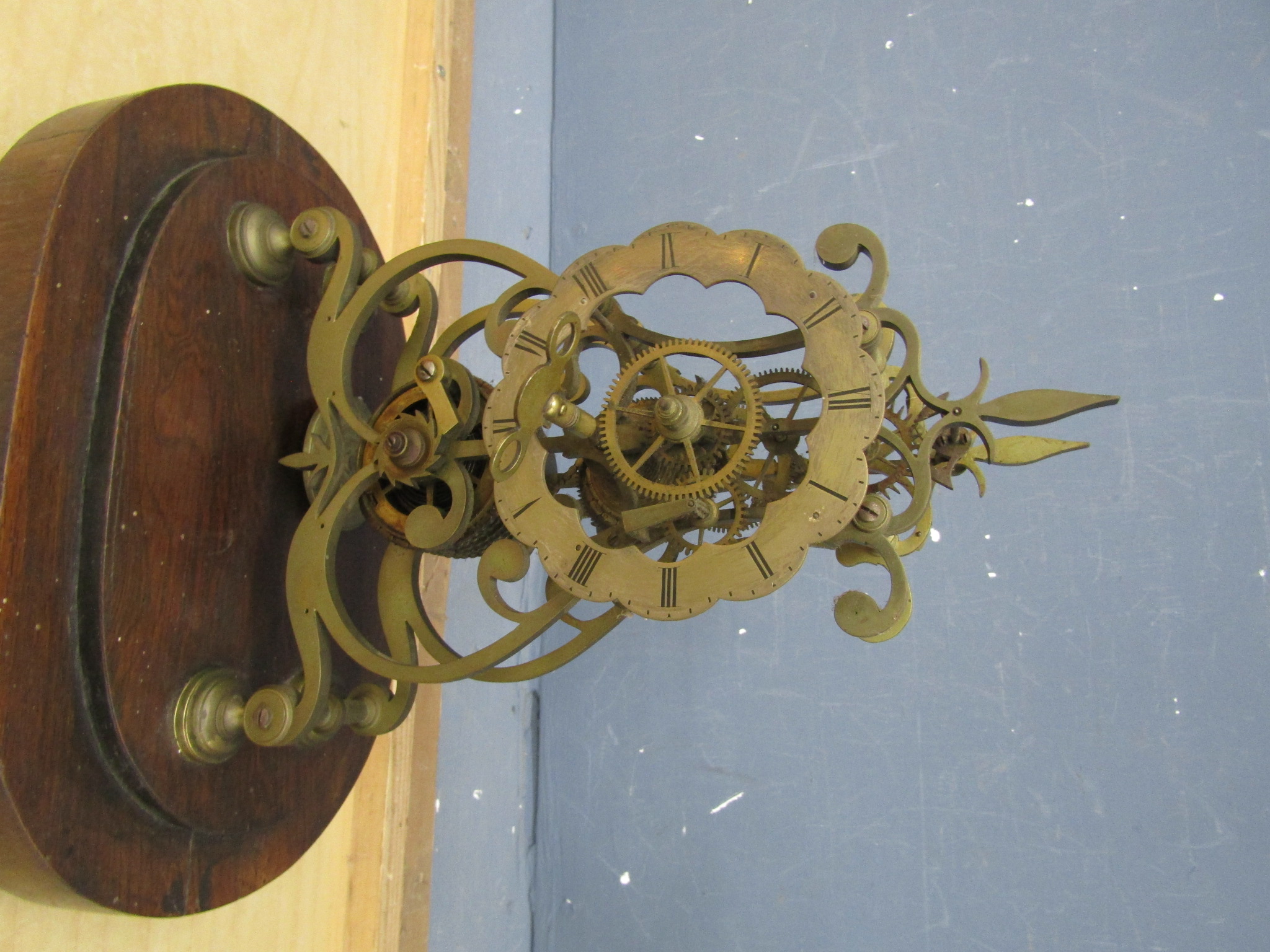 Brass fusee skeleton clock (missing glass dome and hands) - Image 2 of 5