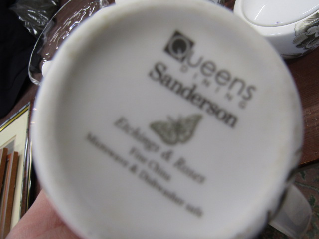 Dartington glass footed bowl, Royal Sanderson teapot, milk jug and sugar bowl, a ceramic watering - Image 3 of 10