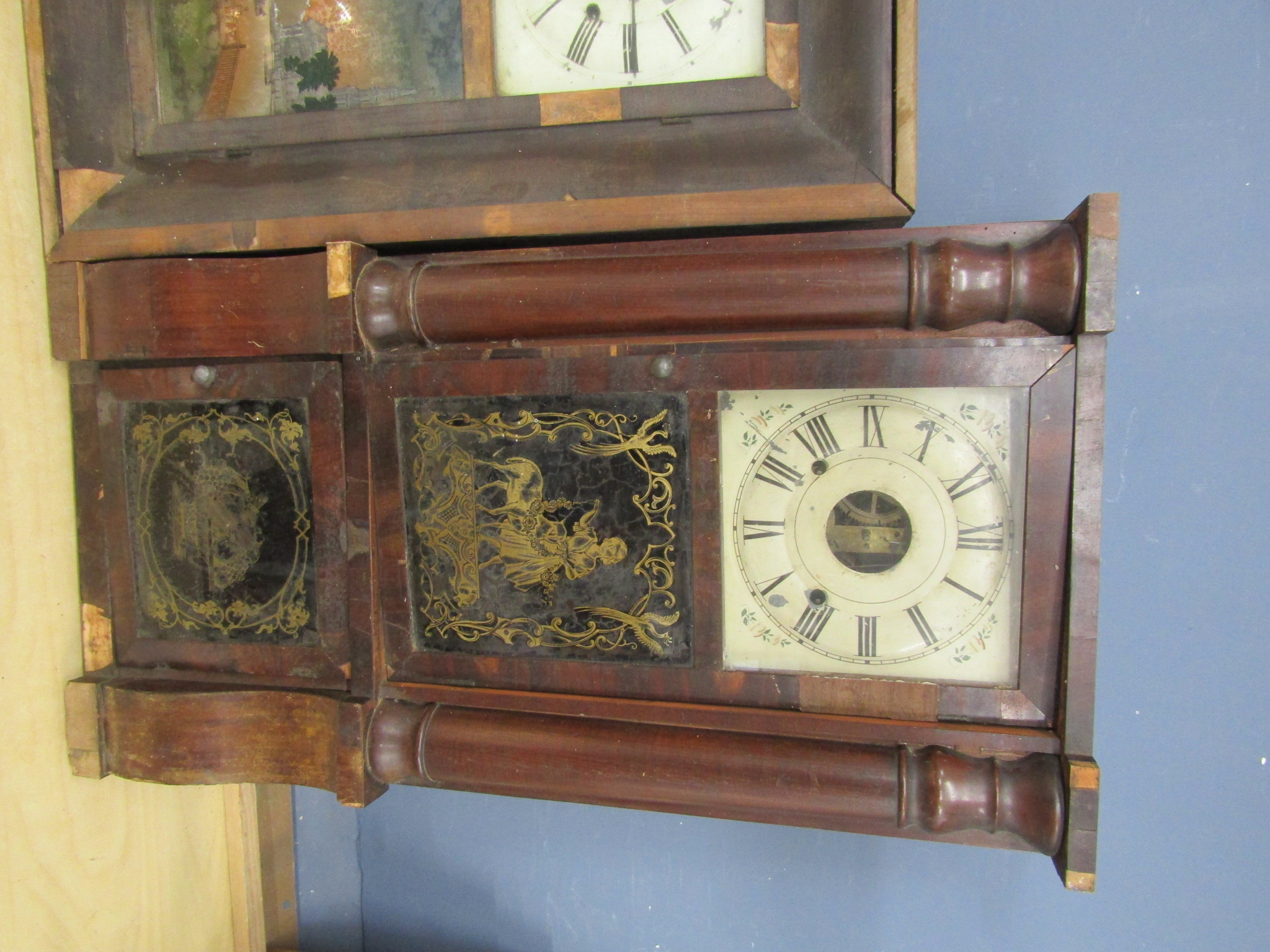 3 American Ogee wall clocks (all in need of some restoration) - Image 4 of 12