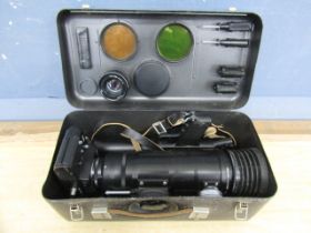 A Zenit 125 1960's camera in hard case with accessories