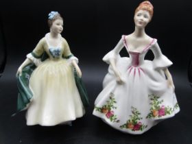 Royal Doulton ladies  'Country Roses' by Poppy Davies 1988 and  'Elegance' 1960  both in great