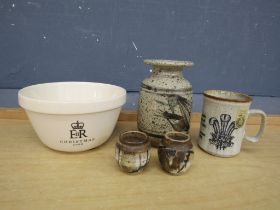 Mason Cash Royal household Christmas 2002 pudding basin and pottery vase and mug etc