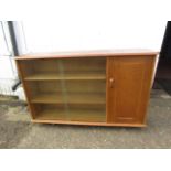 Mid century bookcase with glazed doors and cupboard