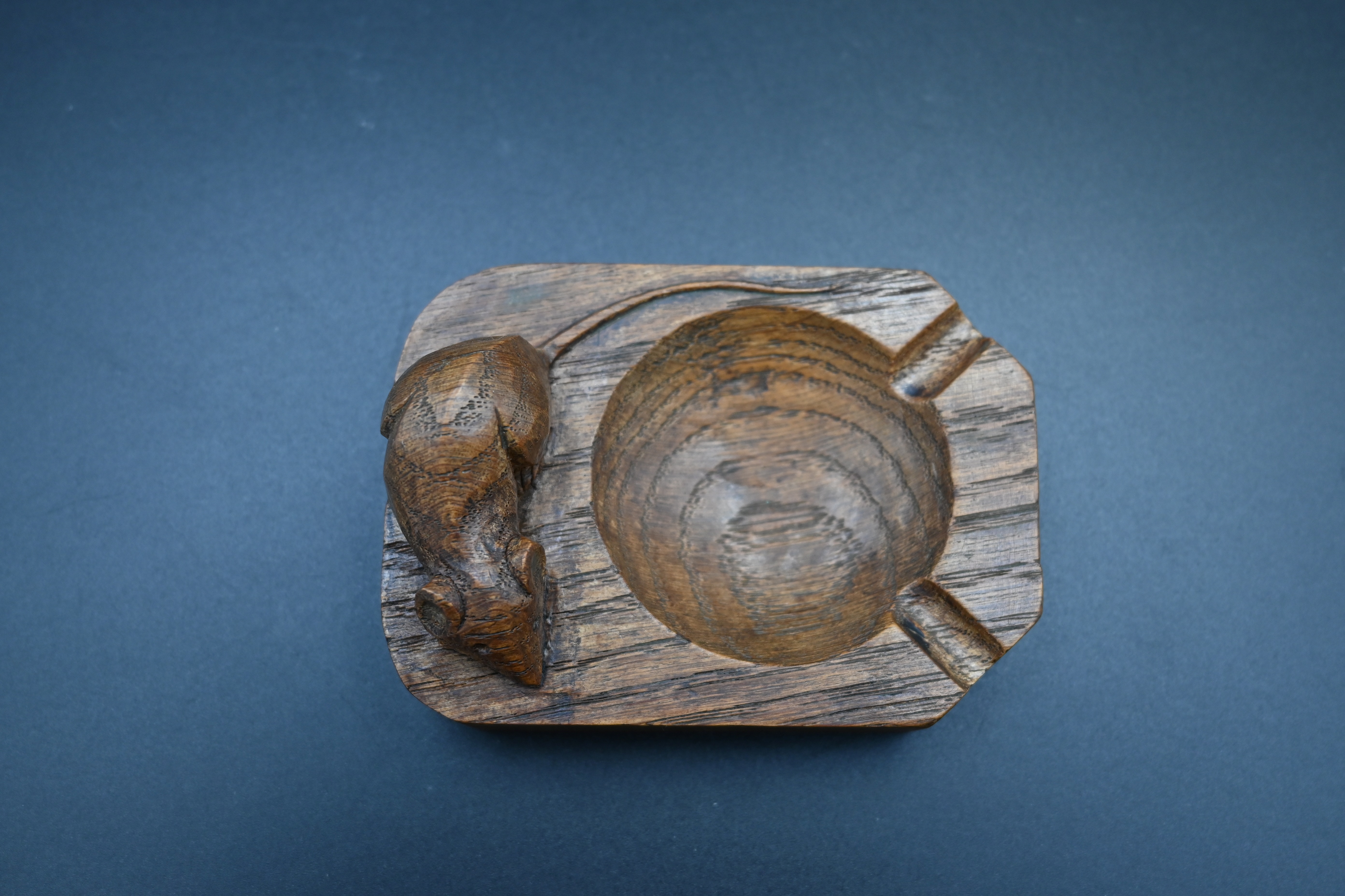 Mouseman - oak ashtray, canted rectangular form carved with a mouse signature, by the workshop of - Image 2 of 5