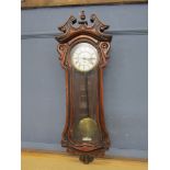 19th Century ornate mahogany cased single weight regulator wall clock with weight and key