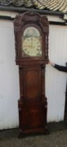 North country 19th century mahogany cased moon phase Grandfather clock with weights, pendulum and