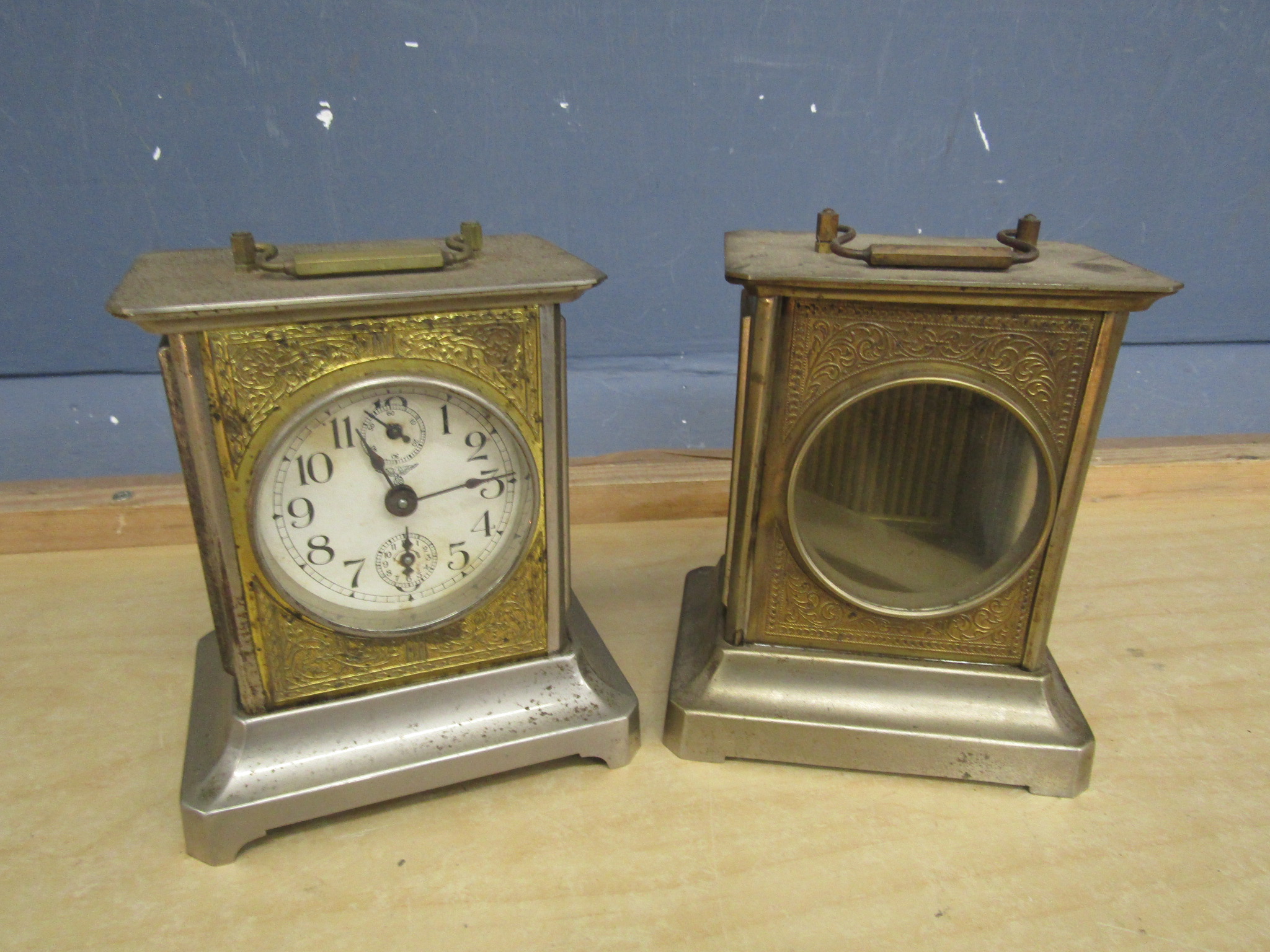 1920's German alarm clock with another case and parts etc