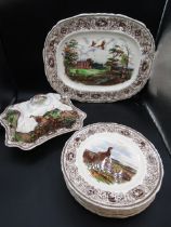 Mason's Game Bird's part dinner service comprising 1 x 17" turkey charger, 11" lidded tureen and