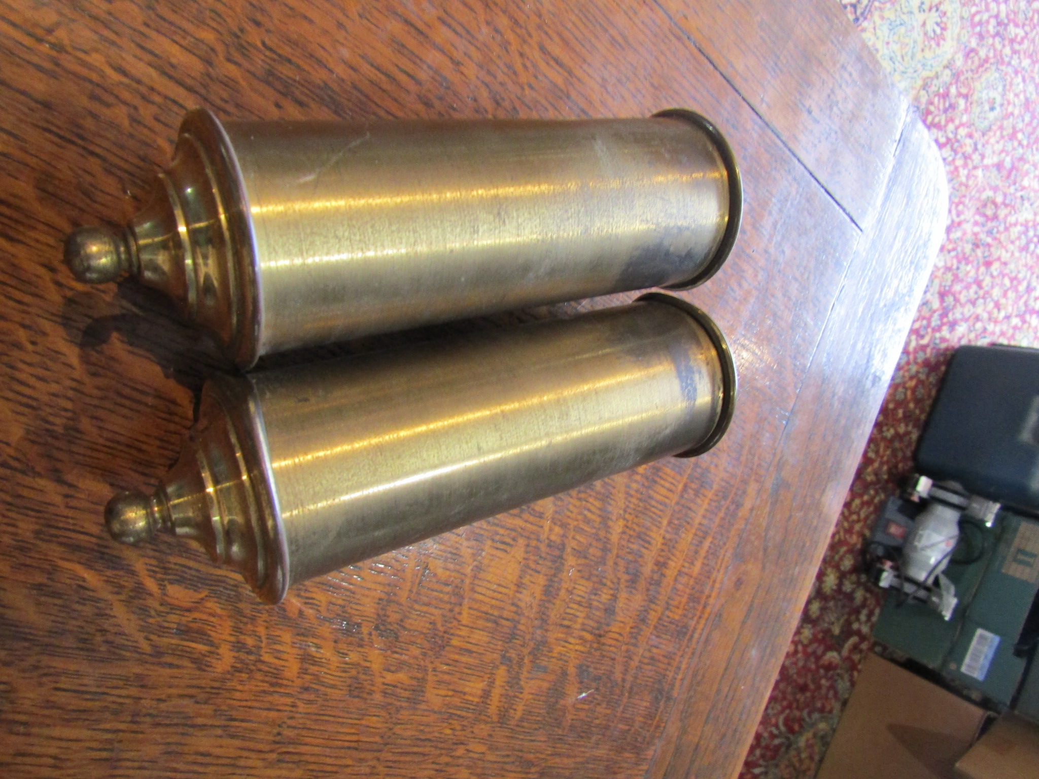 Early 20th Century Hamburg  American Clock Company longcase clock with weights and pendulum in oak - Image 8 of 11