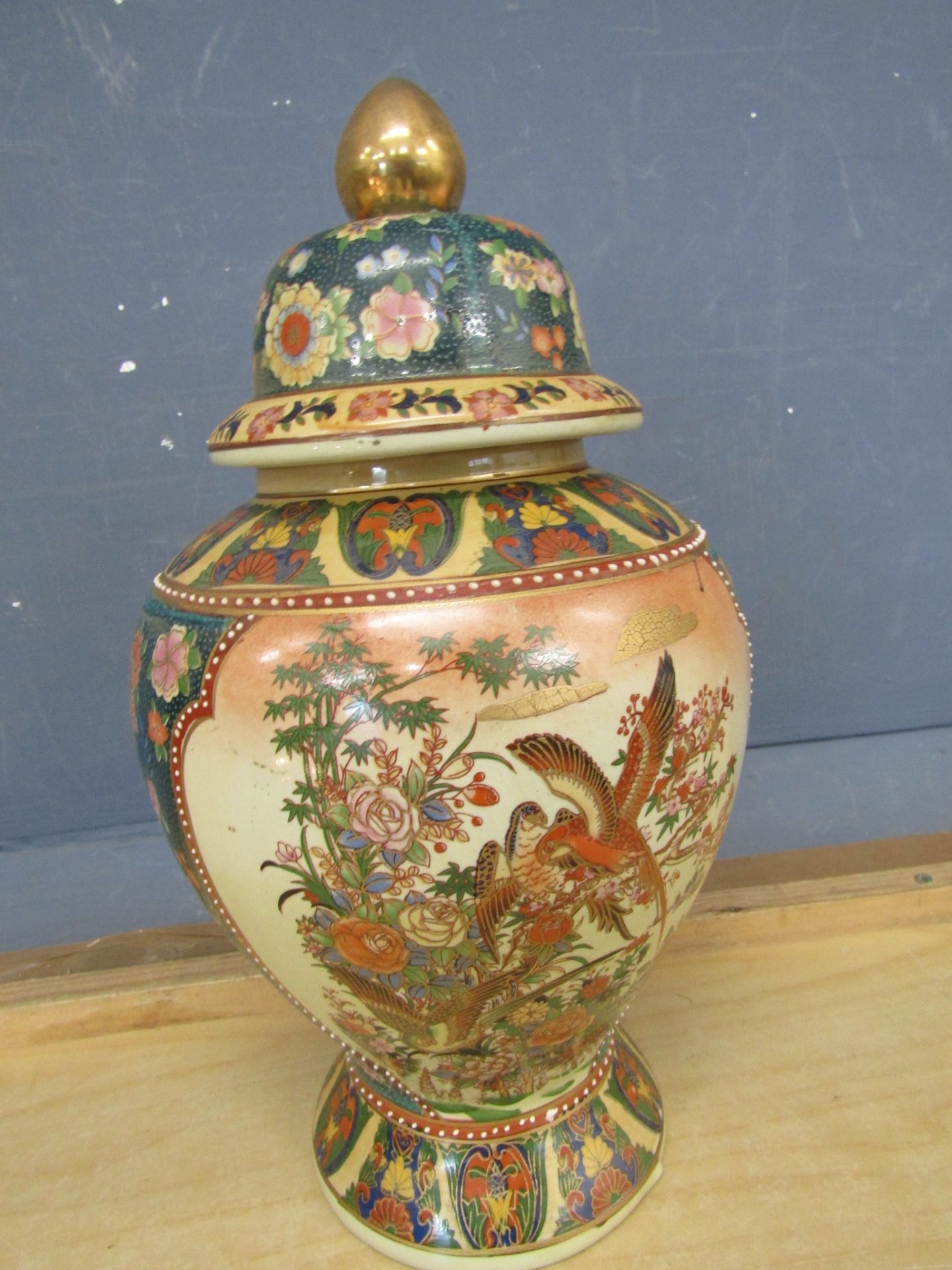 Japanese Satsuma lidded vase H38cm approx - Image 2 of 2