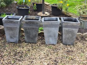 lot of 4 Tall Square Milano Pewter coloured Planters - RRP £16 each in Wickes