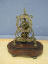 Brass fusee skeleton clock (missing glass dome and hands)