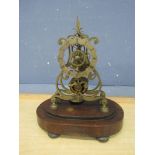 Brass fusee skeleton clock (missing glass dome and hands)