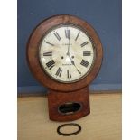 1860's J. Mason, Rotherham twin fusee drop dial striking wall clock in walnut case (needs some