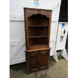 Oak Old Charm style corner cabinet H176cm W77cm D43cm approx