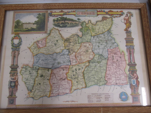 5 prints maps- Norfolk, Surrey, London Glostershire, America - Image 3 of 16