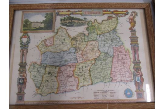 5 prints maps- Norfolk, Surrey, London Glostershire, America - Image 3 of 16