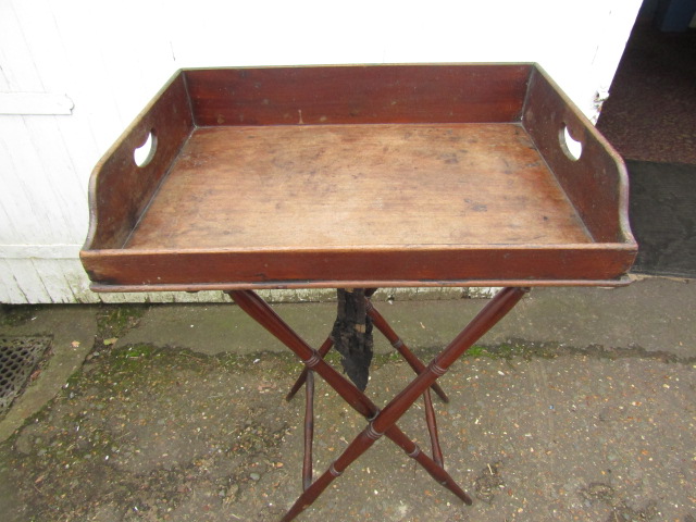 Antique Butlers tray on stand - Image 2 of 3