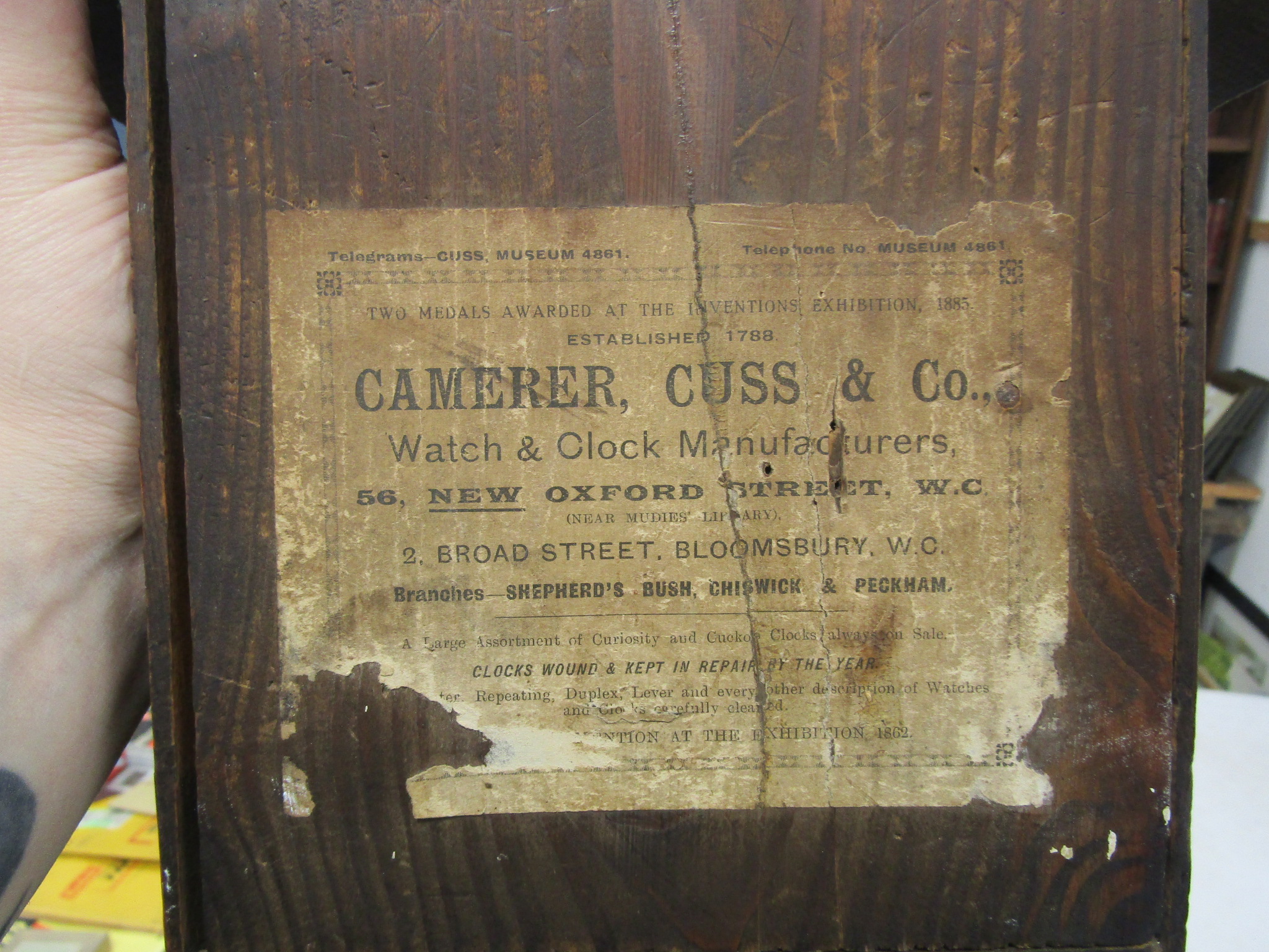 Early Camerer, Cuss & Co cuckoo clock with weights (needs some restoration) - Image 5 of 7