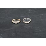 2 x 9ct gold and diamond rings, trilogy diamond ring size P, other size O. Total lot weight 5.64g