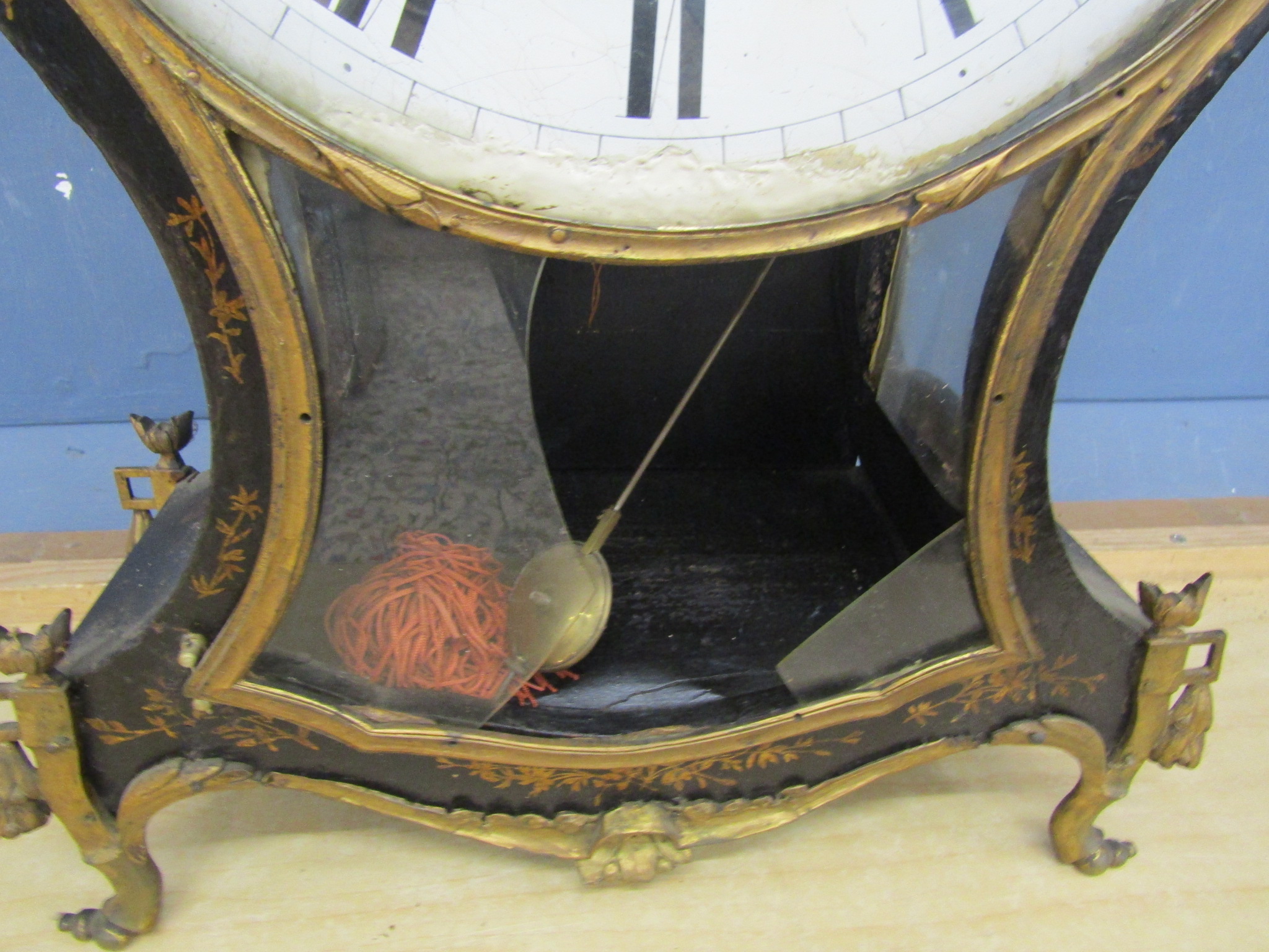 19th Century Swiss style striking bracket clock with Ormolu decoration, pendulum and key (needs some - Image 6 of 10