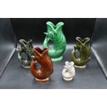 5 assorted gurgle jugs, various sizes (tallest 24cm)