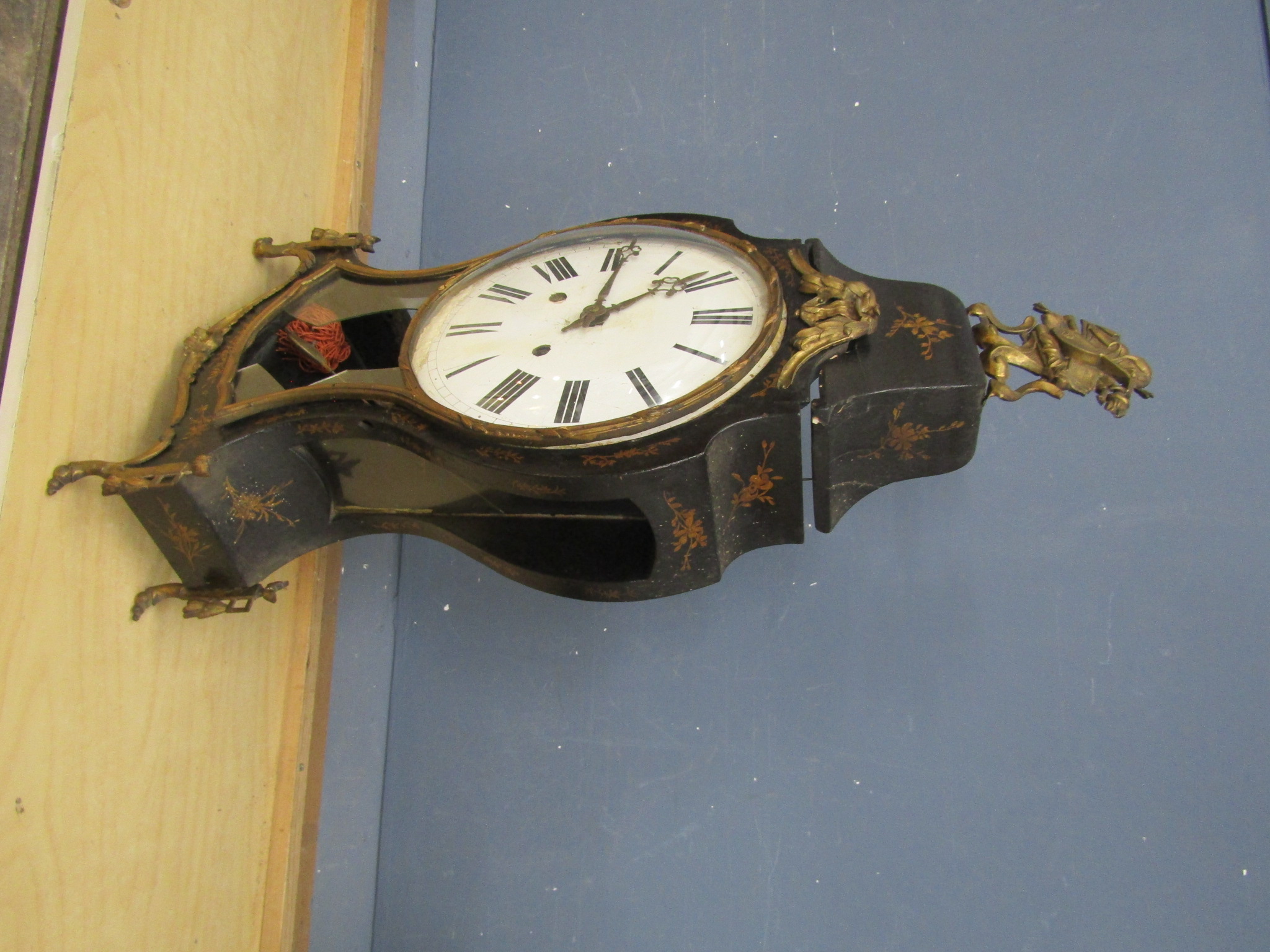 19th Century Swiss style striking bracket clock with Ormolu decoration, pendulum and key (needs some - Image 8 of 10