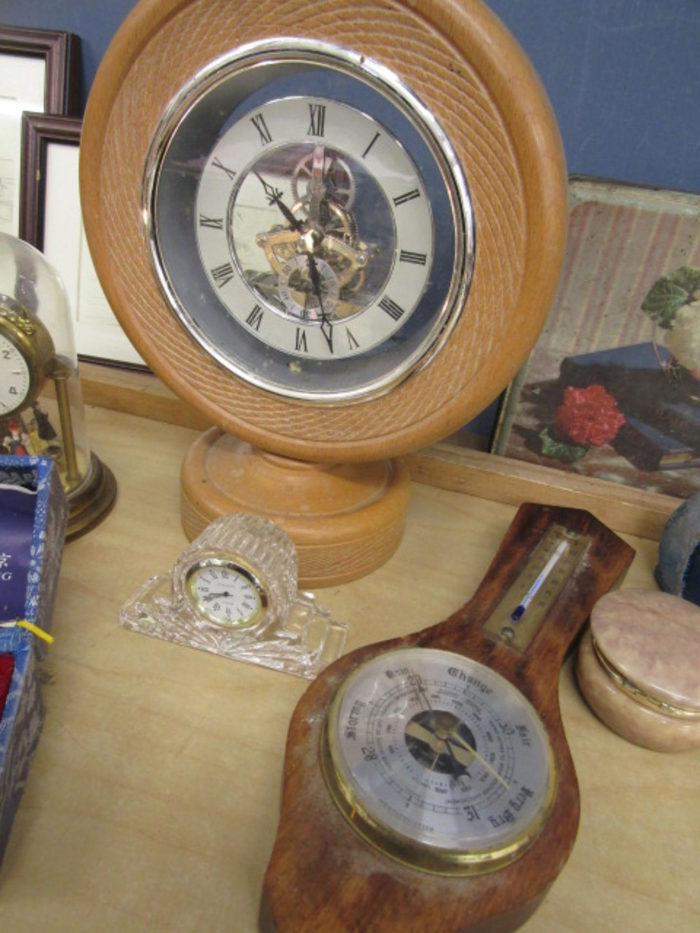 Collectors lot to inc clocks, barometer, tins & buttons, Chinese healing balls etc etc - Image 4 of 8