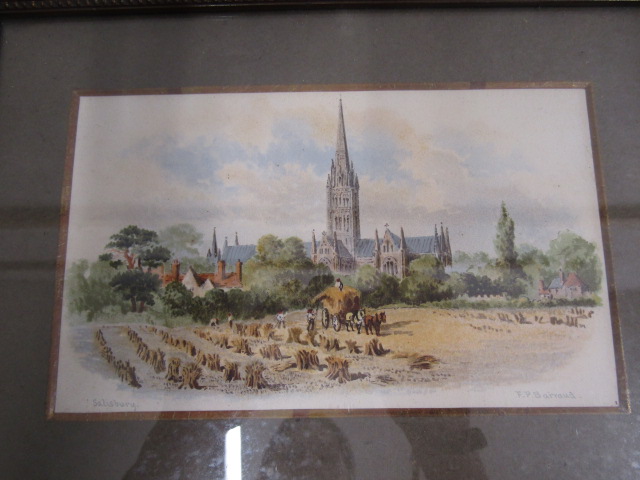 Watercolours, print and pastel paintings of churches - Image 6 of 9