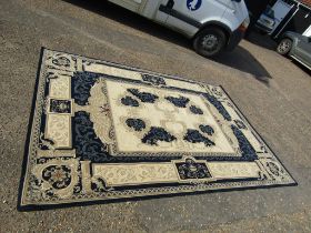 Large unused navy/cream rug, only removed from packaging to photograph 200cm x290cm approx