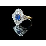 Sapphire and diamond ring set in 18ct gold