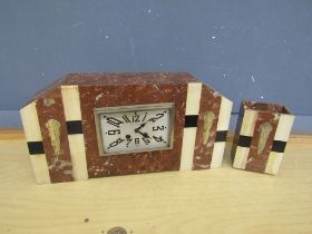 French Art Deco marble striking mantel clock