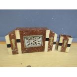 French Art Deco marble striking mantel clock