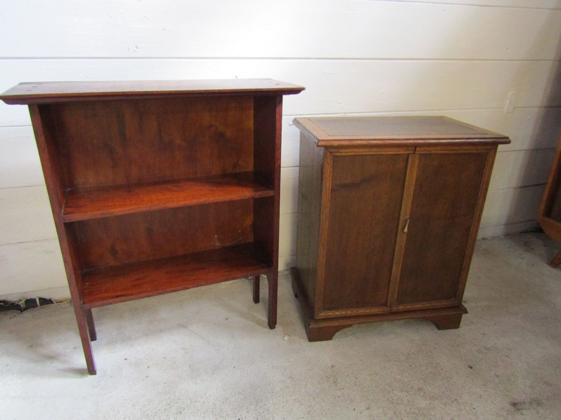 Oak cupboard and bookcase