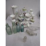 Various ceramics inc Aynsley and vintage bottles