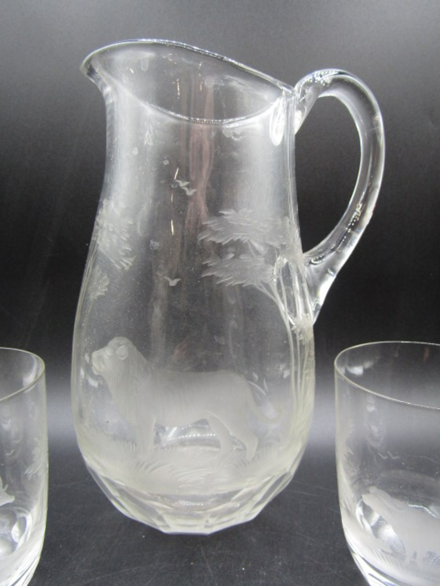 A Roland Ward 'Safari' pattern etched lemonade set comprising of an ovoid form jug with lion etching - Image 10 of 10