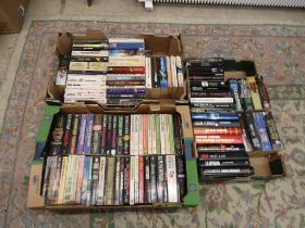 3 Boxes of vintage novels to include military and horror