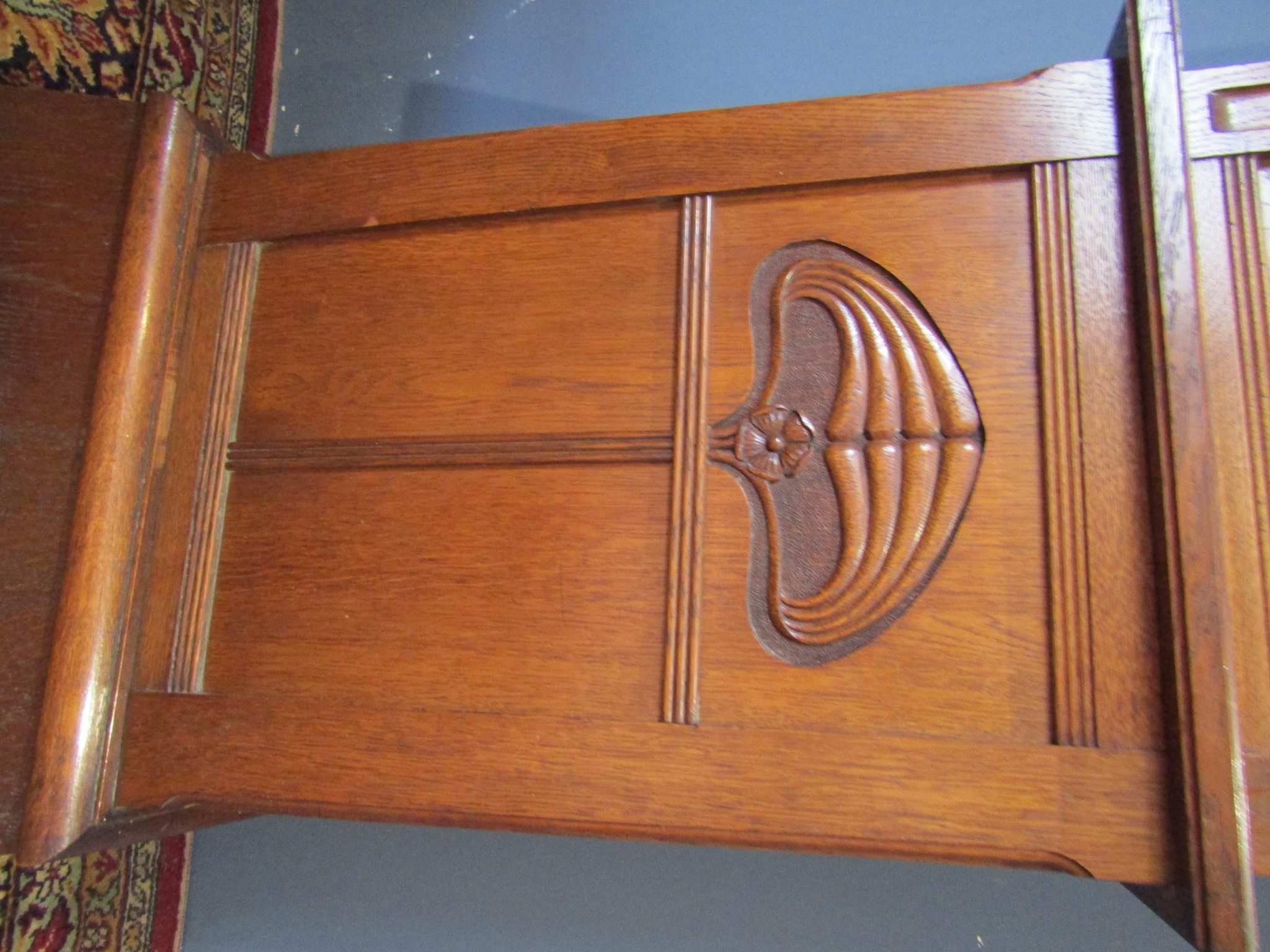 Early 20th Century Hamburg  American Clock Company longcase clock with weights and pendulum in oak - Image 11 of 11