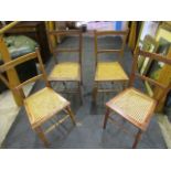 set 4 Elm cane seat chairs