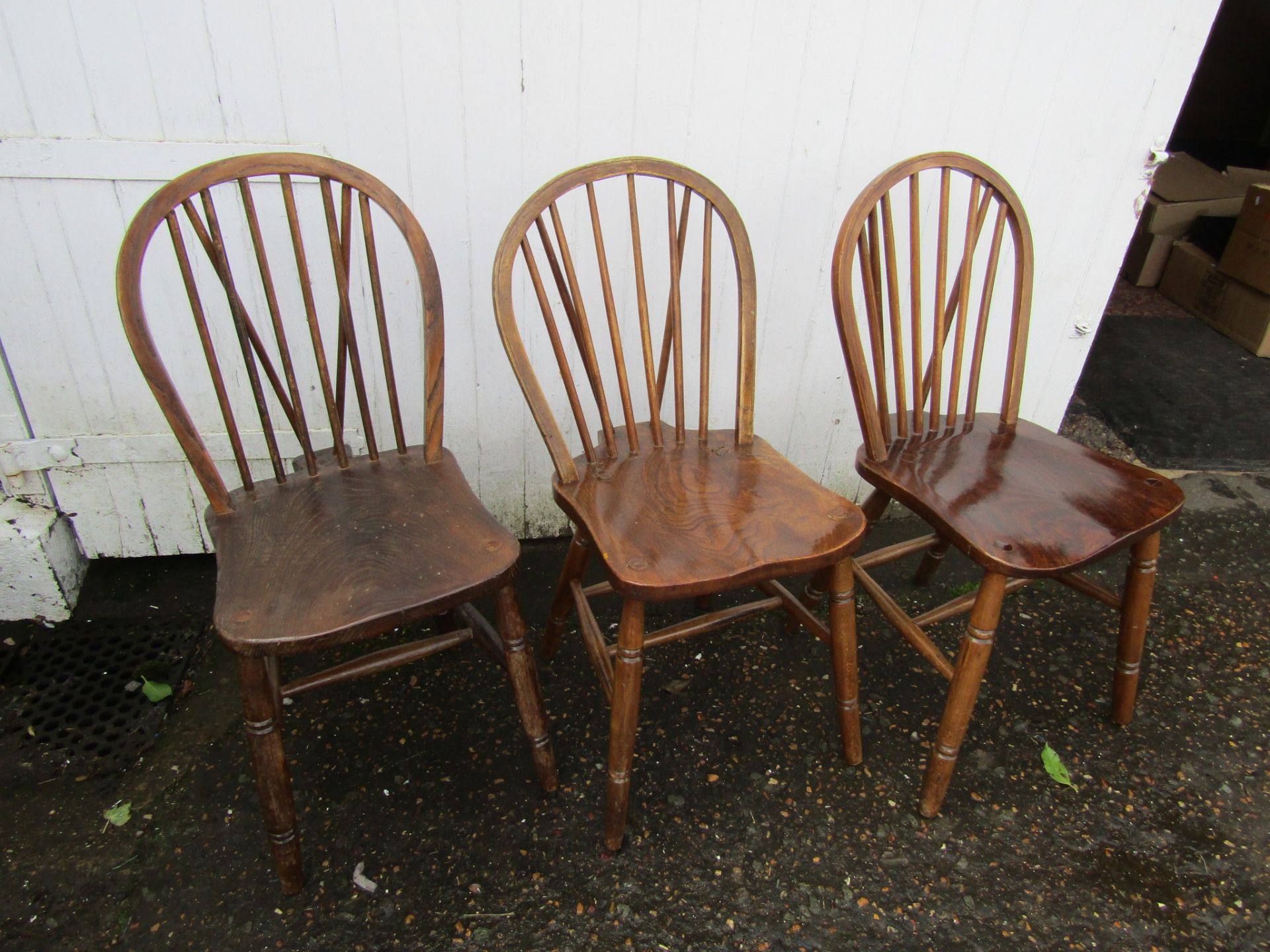 3 Vintage spindle back kitchen chairs
