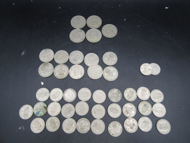 Mixed coinage- 1960/58/64/56/55 half crowns, 2/-, 1/-