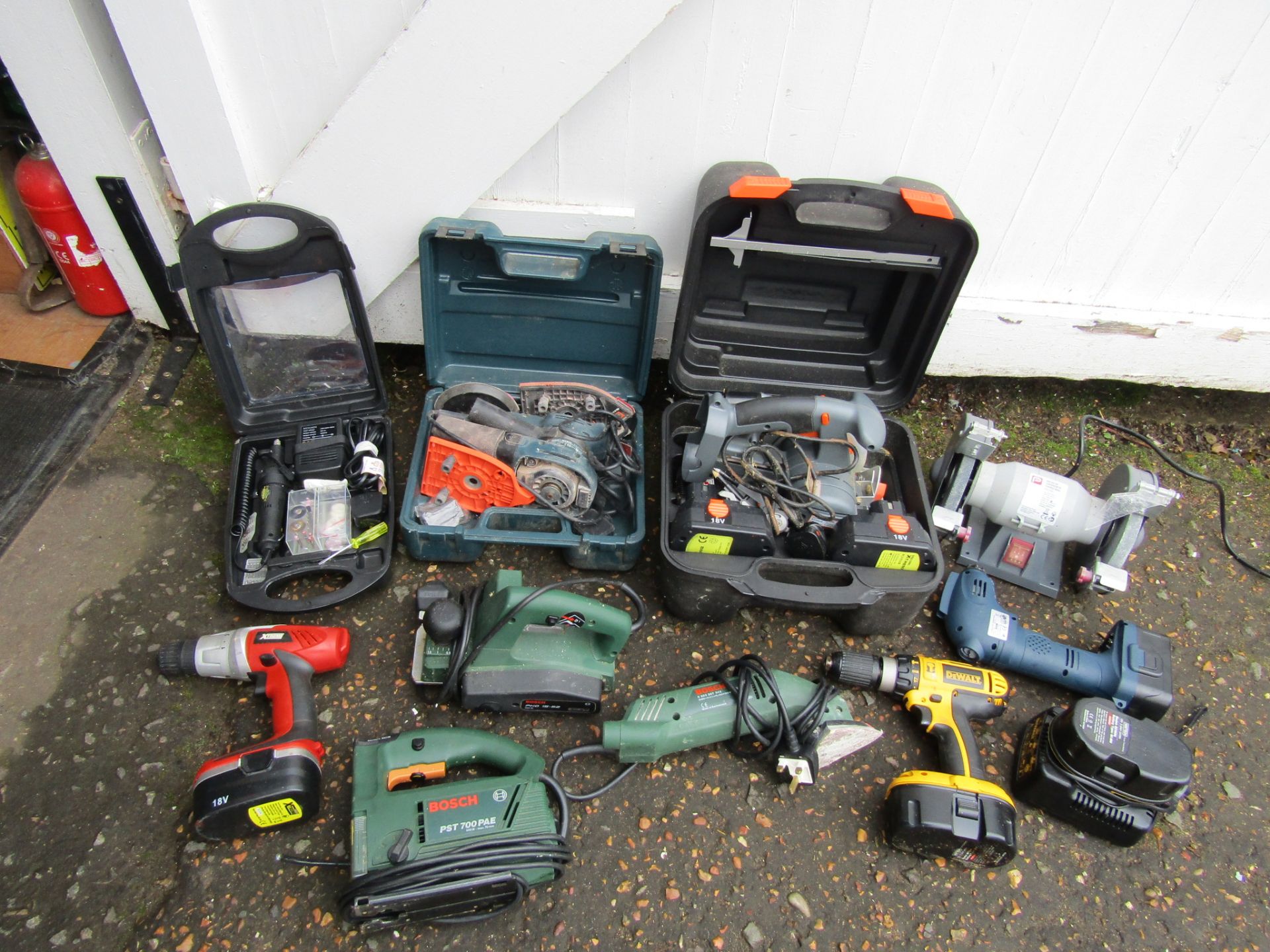 Power tools to include DeWalt and Bosch etc (some have no plugs)