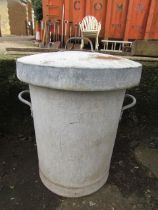 Galvanised bin with lid