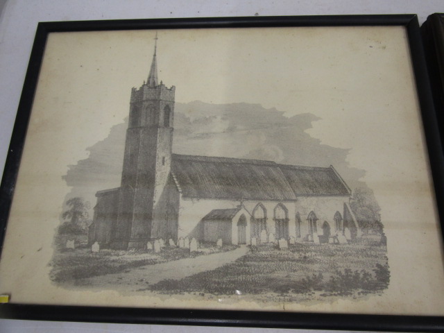 Watercolours, print and pastel paintings of churches - Image 9 of 9